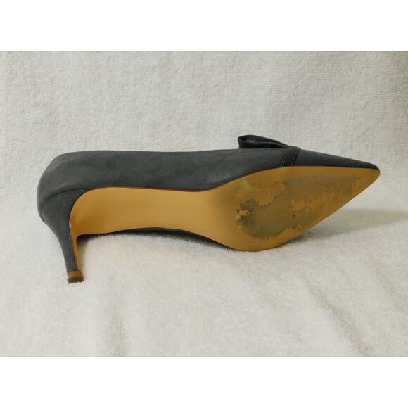 W661 JOURNEE Gray Ruffled Metallic Marek Pointed Toe Kitten Heel Shoes - 8.5 M - Picture 5 of 5